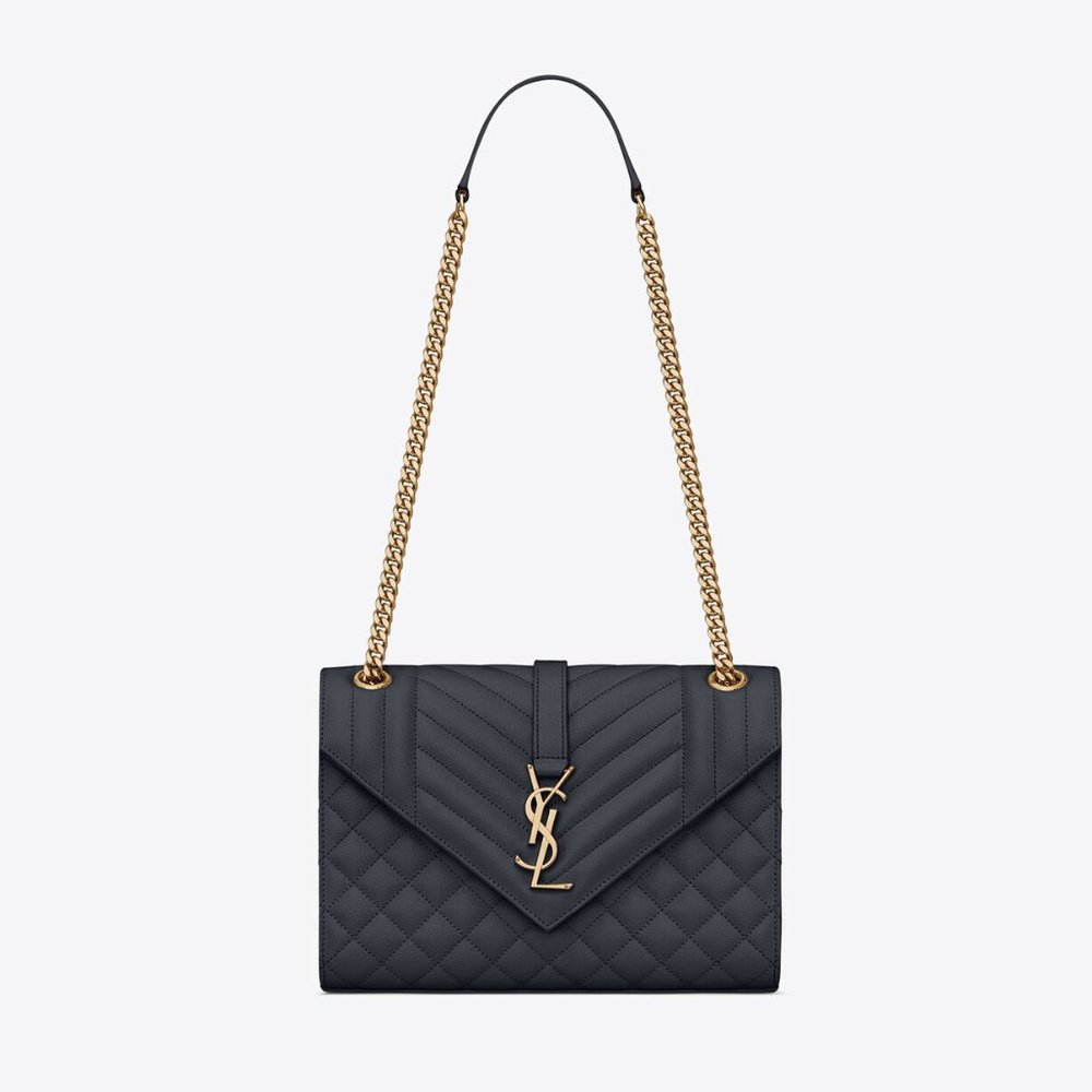 Saint Laurent Envelope Medium Bag Black Gold HW